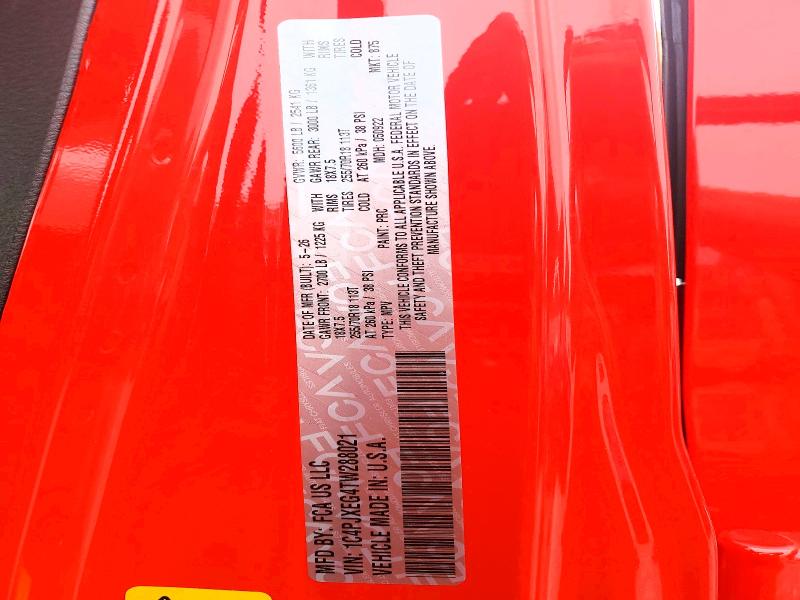 58998326 :رقم المزاد ، 1C4PJXEG4TW288021 vin ، 2026 Jeep Wrangler مزاد بيع