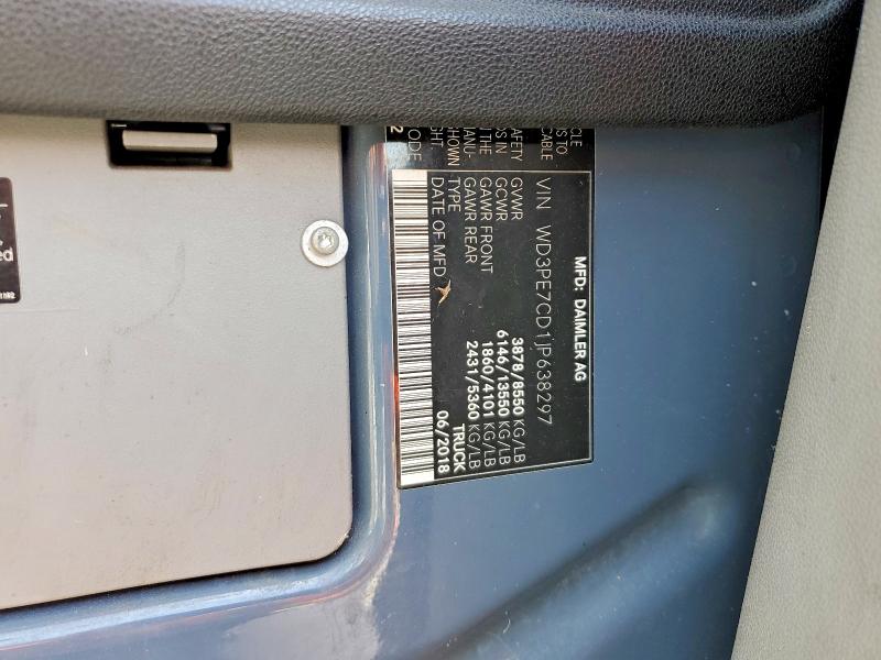 Продажа на аукционе авто 2018 Mercedes Benz Sprinter, vin: WD3PE7CD1JP638297, номер лота: 55054586