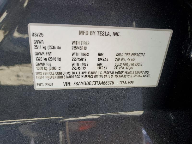 Продажа на аукционе авто 2026 Tesla Model Y, vin: 7SAYGDEE3TA466375, номер лота: 55611676