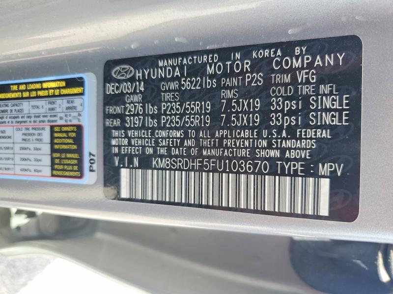Aukcja sprzedaży 2015 Hyundai Santa Fe, vin: KM8SRDHF5FU103670, numer aukcji: 56322836