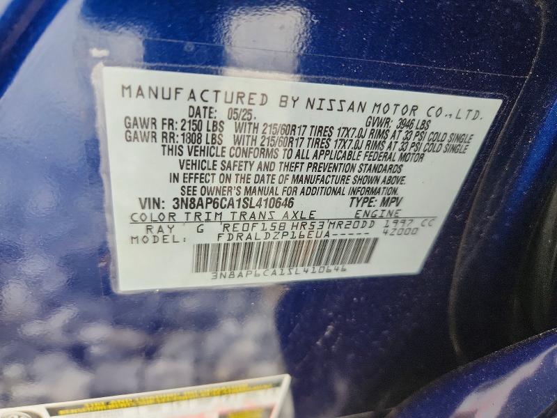 Продаж на аукціоні авто 2025 Nissan Kicks, vin: 3N8AP6CA1SL410646, номер лоту: 56936586