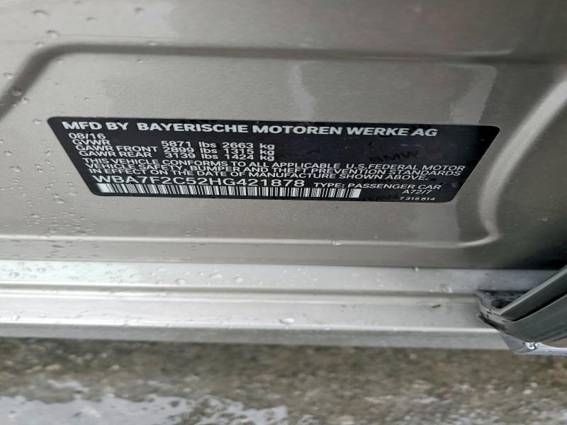Продаж на аукціоні авто 2017 Bmw 750, vin: WBA7F2C52HG421878, номер лоту: 58091646