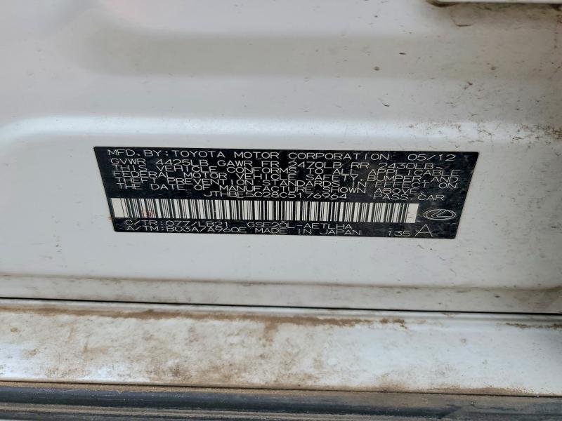 58454156 :رقم المزاد ، JTHBF5C28C5176964 vin ، 2012 Lexus Is مزاد بيع
