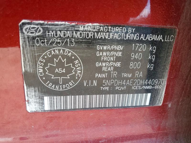 Продажа на аукционе авто 2013 Hyundai Elantra, vin: 5NPDH4AE2DH440970, номер лота: 57170836