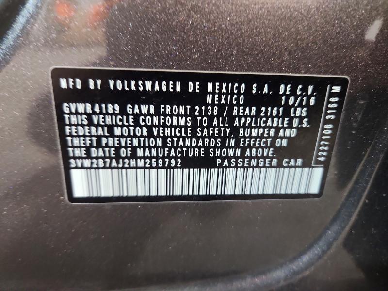 Продаж на аукціоні авто 2017 Volkswagen Jetta, vin: 3VW2B7AJ2HM259792, номер лоту: 55933336
