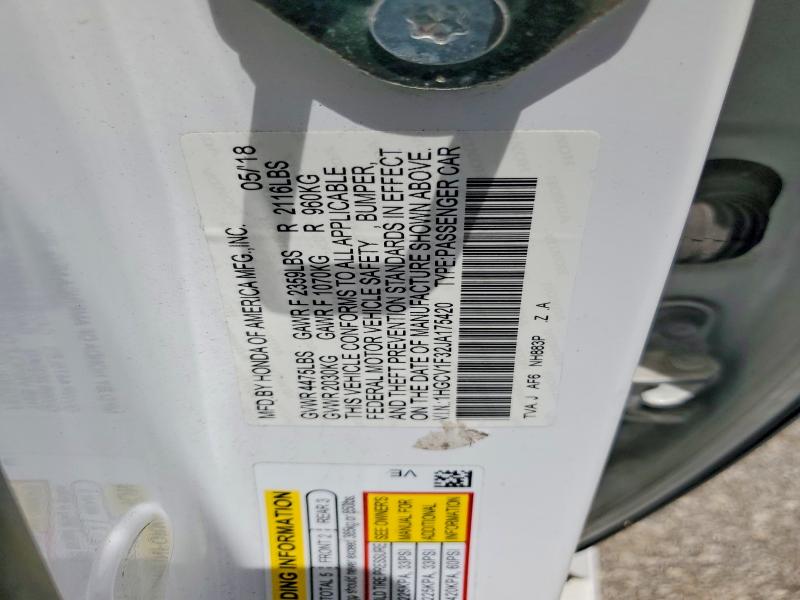 Продаж на аукціоні авто 2018 Honda Accord, vin: 1HGCV1F32JA175420, номер лоту: 56813436