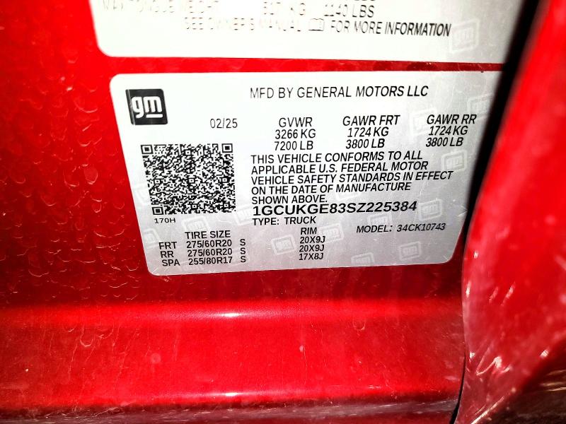 Продажа на аукционе авто 2025 Chevrolet Silverado, vin: 1GCUKGE83SZ225384, номер лота: 58926396