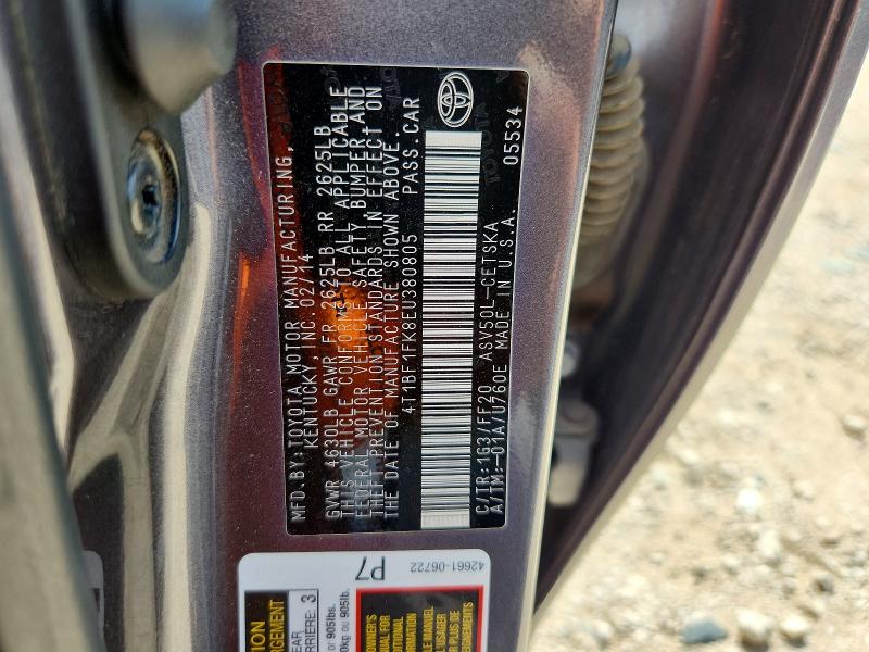 Aukcja sprzedaży 2014 Toyota Camry, vin: 4T1BF1FK8EU380805, numer aukcji: 48159356