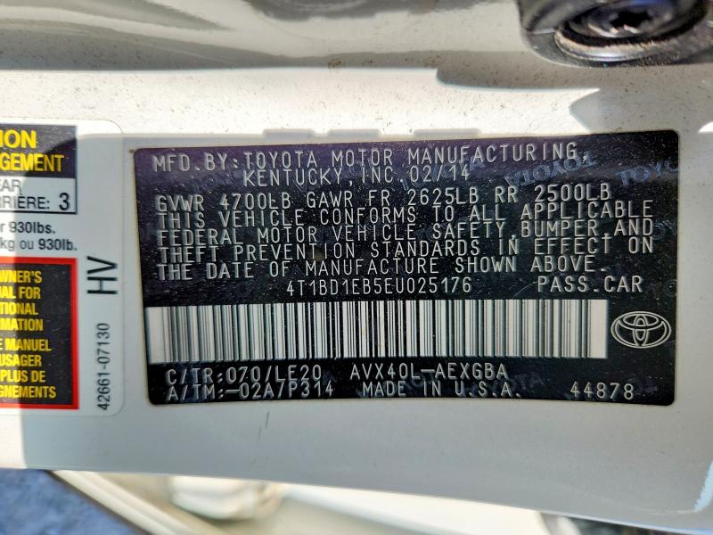 Aukcja sprzedaży 2014 Toyota Avalon Hybrid, vin: 4T1BD1EB5EU025176, numer aukcji: 58149066