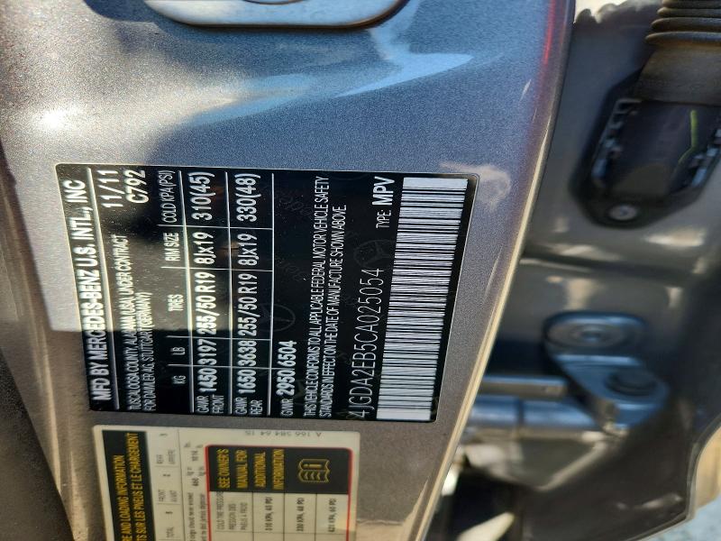 56593206 :رقم المزاد ، 4JGDA2EB5CA025054 vin ، 2012 Mercedes-benz Ml مزاد بيع