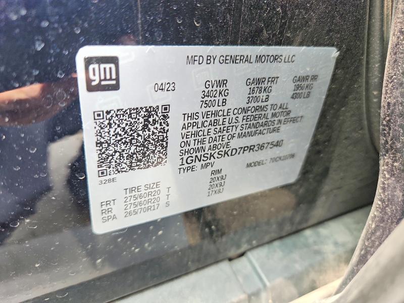 58569126 :رقم المزاد ، 1GNSKSKD7PR367540 vin ، 2023 Chevrolet Tahoe مزاد بيع