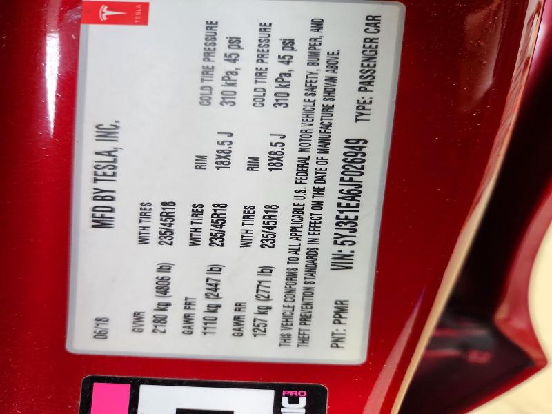 Aukcja sprzedaży 2018 Tesla Model 3, vin: 5YJ3E1EA6JF026949, numer aukcji: 58208746