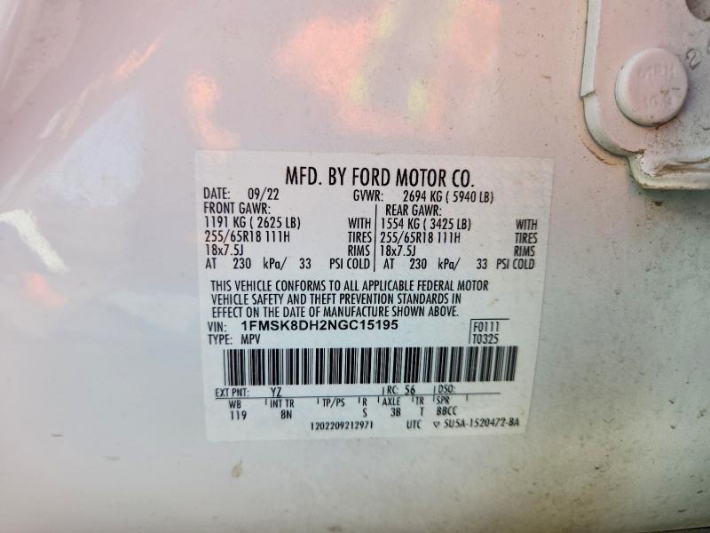 Продаж на аукціоні авто 2022 Ford Explorer, vin: 1FMSK8DH2NGC15195, номер лоту: 56165936