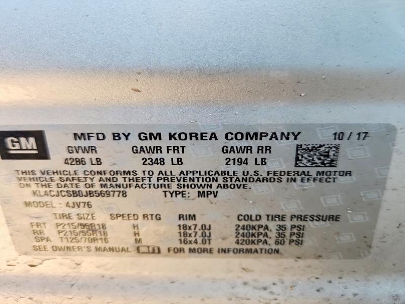 Aukcja sprzedaży 2018 Buick Encore, vin: KL4CJCSB0JB569778, numer aukcji: 57545916