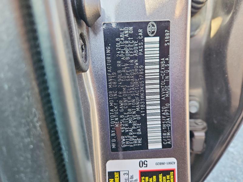 Продажа на аукционе авто 2019 Toyota Camry, vin: 4T1B31HK3KU517859, номер лота: 57377206