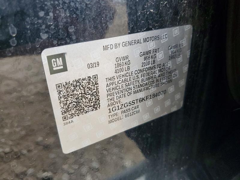 56481196 :رقم المزاد ، 1G1ZG5ST6KF184070 vin ، 2019 Chevrolet Malibu مزاد بيع