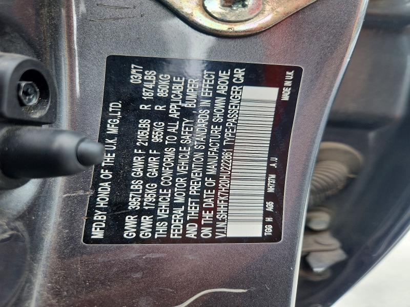 Продажа на аукционе авто 2017 Honda Civic, vin: SHHFK7H20HU222861, номер лота: 57564986