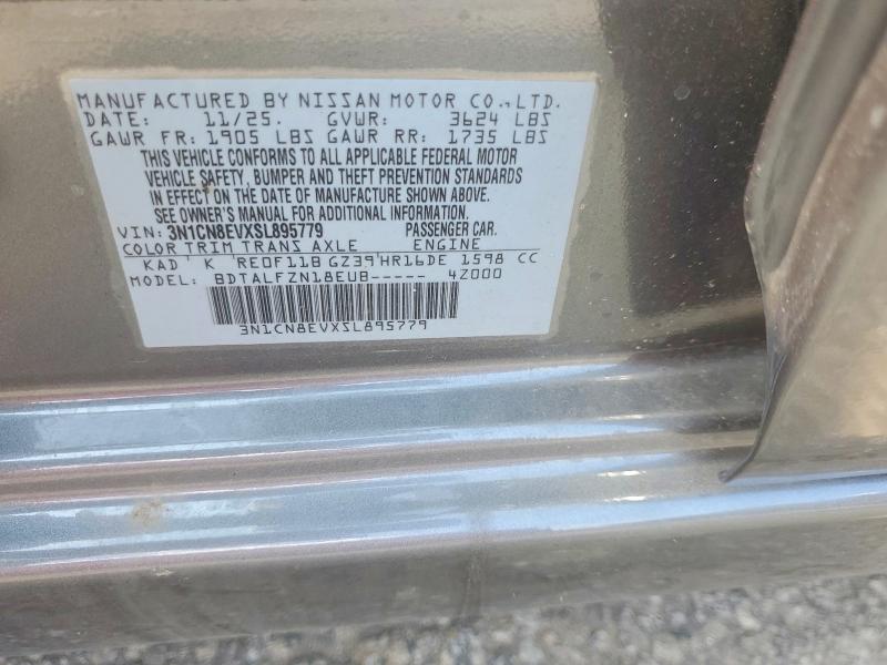 2025 Nissan Versa მანქანა იყიდება აუქციონზე, vin: 3N1CN8EVXSL895779, აუქციონის ნომერი: 53879976