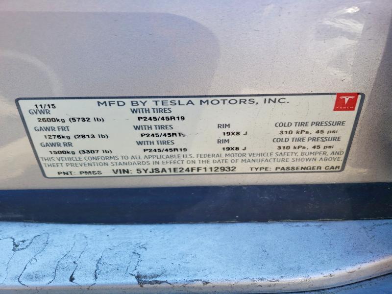 Продаж на аукціоні авто 2015 Tesla Model S, vin: 5YJSA1E24FF112932, номер лоту: 57883256
