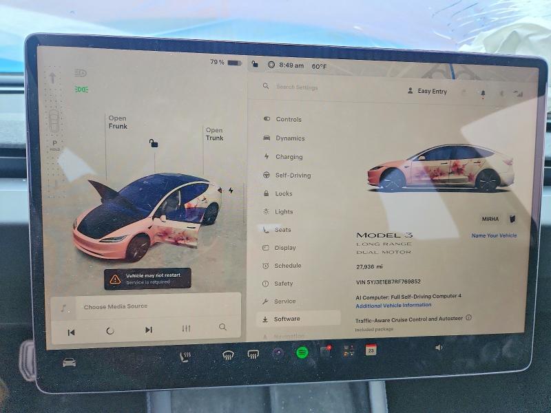2024 Tesla Model 3 მანქანა იყიდება აუქციონზე, vin: 5YJ3E1EB7RF769852, აუქციონის ნომერი: 57180306