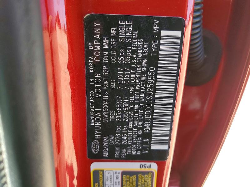 56043546 :رقم المزاد ، KM8JBDD11SU259550 vin ، 2025 Hyundai Tucson مزاد بيع