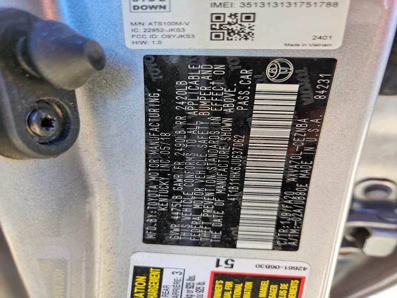 Продажа на аукционе авто 2018 Toyota Camry, vin: 4T1B11HK6JU637062, номер лота: 57916736