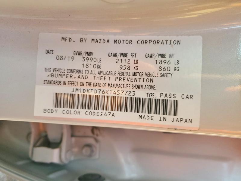 Auction sale of the 2019 Mazda Cx-3, vin: JM1DKFD76K1457723, lot number: 57436686