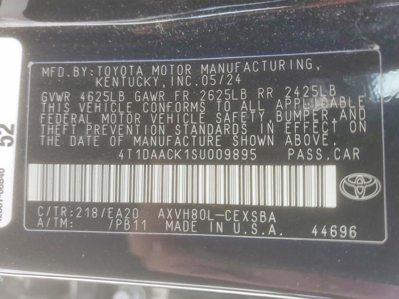 Продаж на аукціоні авто 2025 Toyota Camry, vin: 4T1DAACK1SU009895, номер лоту: 58267346