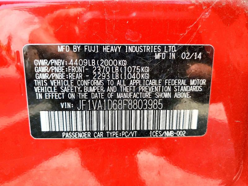 Продажа на аукционе авто 2015 Subaru Wrx, vin: JF1VA1D68F8803985, номер лота: 55851126