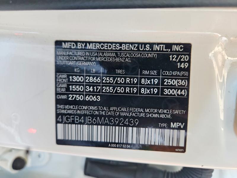 Продаж на аукціоні авто 2021 Mercedes-benz Gle, vin: 4JGFB4JB6MA392439, номер лоту: 59101716