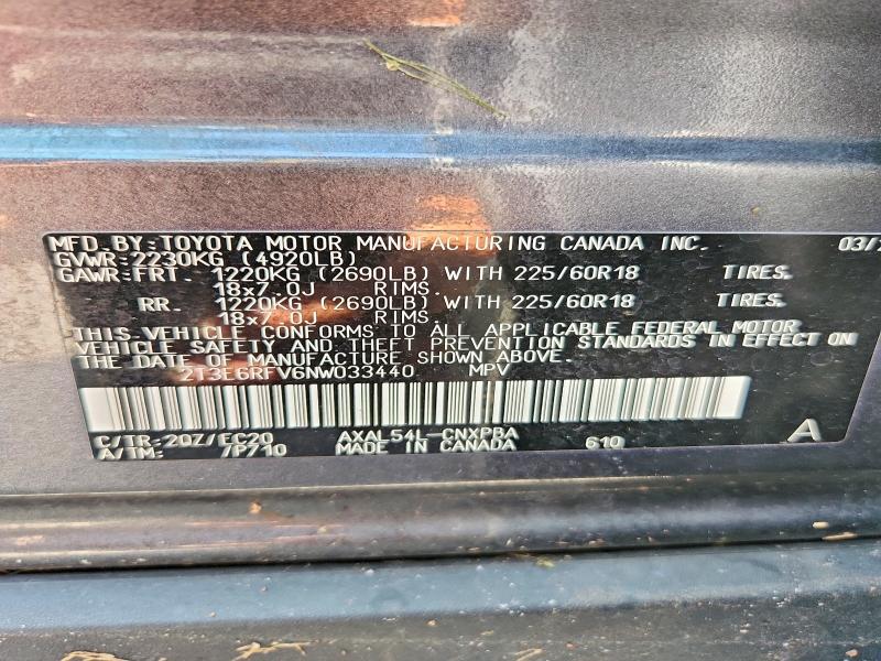 2022 Toyota Rav4 მანქანა იყიდება აუქციონზე, vin: 2T3E6RFV6NW033440, აუქციონის ნომერი: 57816566