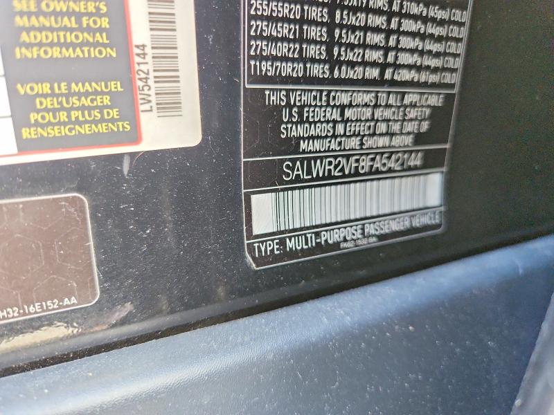 Продажа на аукционе авто 2015 Land Rover Range Rover Sport, vin: SALWR2VF8FA542144, номер лота: 55544076