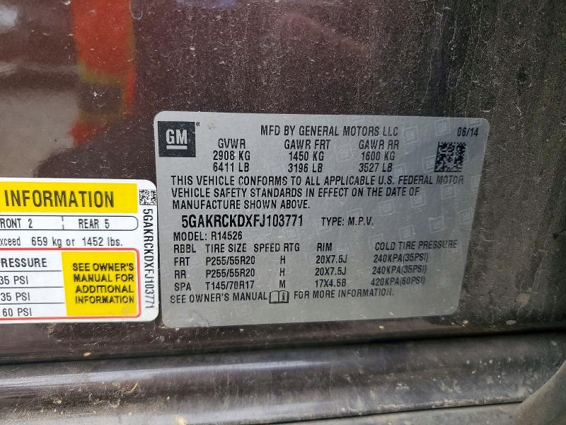 Продаж на аукціоні авто 2015 Buick Enclave, vin: 5GAKRCKDXFJ103771, номер лоту: 57831956