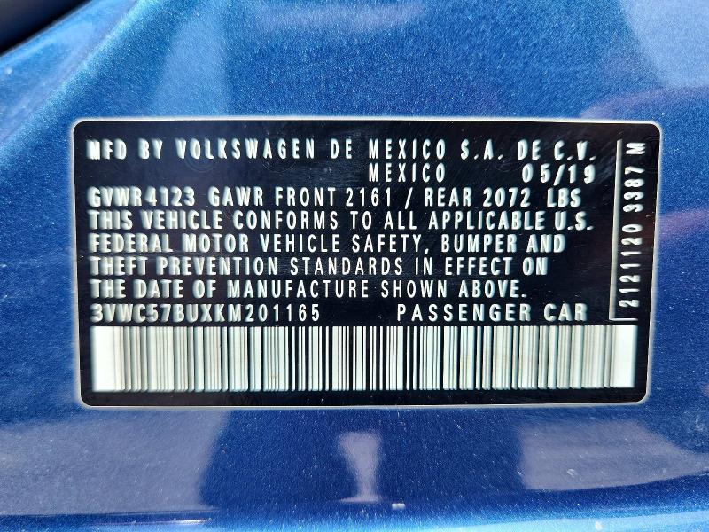 Aukcja sprzedaży 2019 Volkswagen Jetta, vin: 3VWC57BUXKM201165, numer aukcji: 55467696
