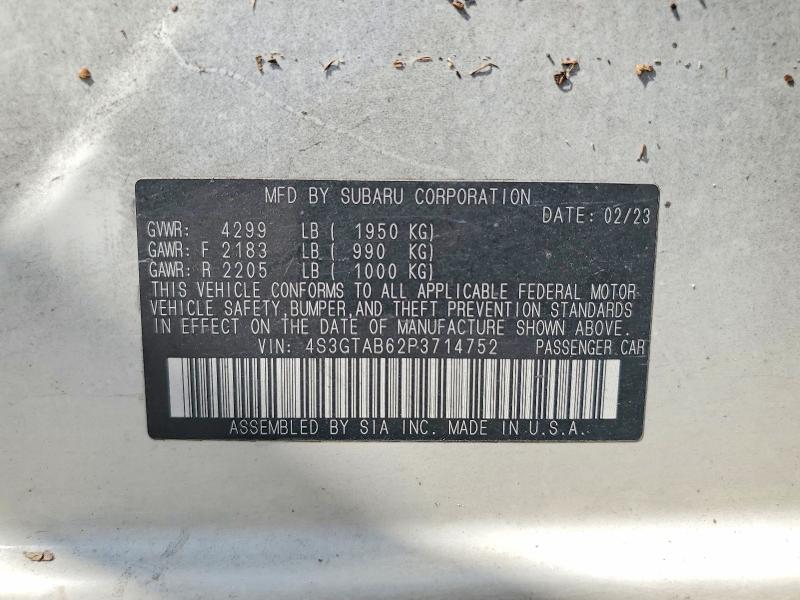58784706 :رقم المزاد ، 4S3GTAB62P3714752 vin ، 2023 Subaru Impreza مزاد بيع