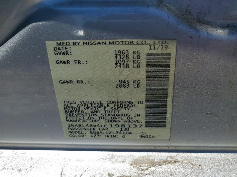 Aukcja sprzedaży 2020 Nissan Altima, vin: 1N4BL4BV4LC198137, numer aukcji: 55520926