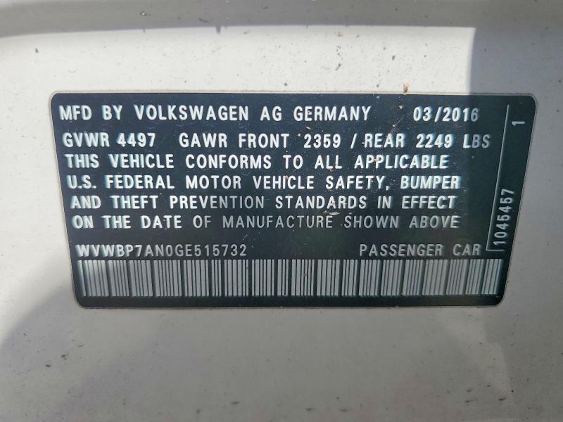 Продажа на аукционе авто 2016 Volkswagen Cc, vin: WVWBP7AN0GE515732, номер лота: 57329356