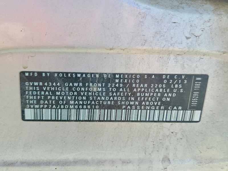 Продаж на аукціоні авто 2013 Volkswagen Jetta, vin: 3VWPP7AJ8DM668610, номер лоту: 58933646