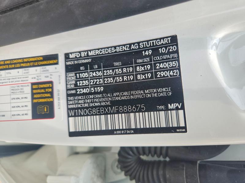 58601056 :رقم المزاد ، W1N0G8EBXMF888675 vin ، 2021 Mercedes-benz Glc مزاد بيع