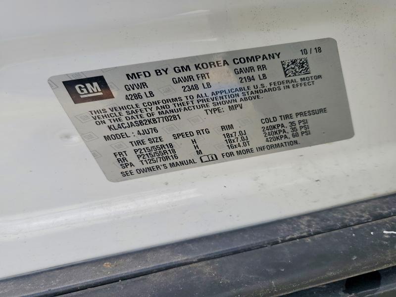 Продаж на аукціоні авто 2019 Buick Encore, vin: KL4CJASB2KB770281, номер лоту: 56356556