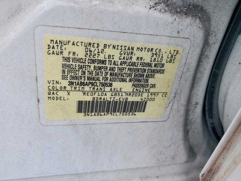 Aukcja sprzedaży 2012 Nissan Sentra, vin: 3N1AB6AP9CL750536, numer aukcji: 55966146