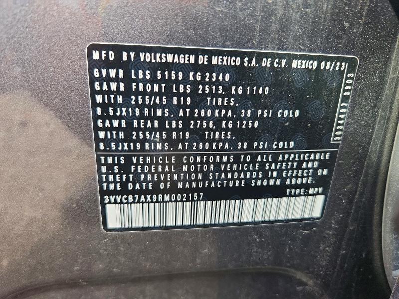 58145466 :رقم المزاد ، 3VVCB7AX9RM002157 vin ، 2024 Volkswagen Tiguan مزاد بيع