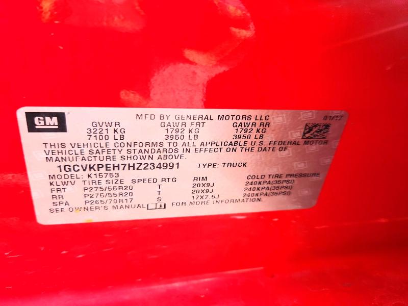 57313886 :رقم المزاد ، 1GCVKPEH7HZ234991 vin ، 2017 Chevrolet Silverado مزاد بيع