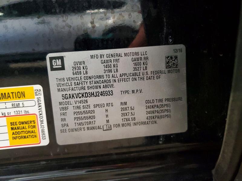 Продажа на аукционе авто 2017 Buick Enclave, vin: 5GAKVCKD3HJ246933, номер лота: 56711356