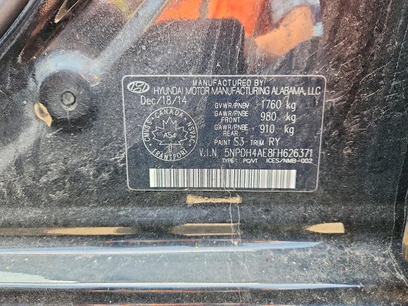 56093866 :رقم المزاد ، 5NPDH4AE8FH626371 vin ، 2015 Hyundai Elantra مزاد بيع