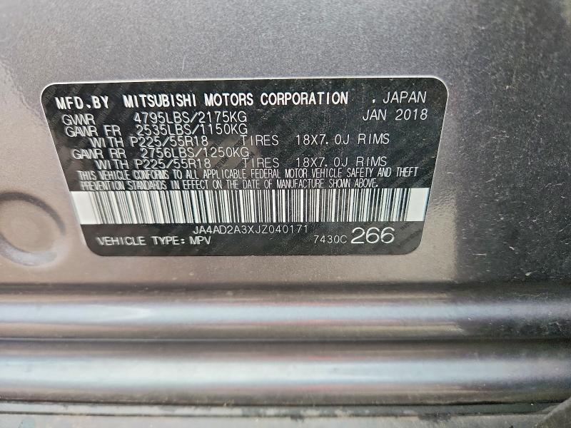 Aukcja sprzedaży 2018 Mitsubishi Outlander, vin: JA4AD2A3XJZ040171, numer aukcji: 57963026