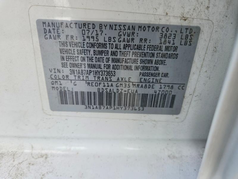 56308006 :رقم المزاد ، 3N1AB7AP1HY373653 vin ، 2017 Nissan Sentra مزاد بيع