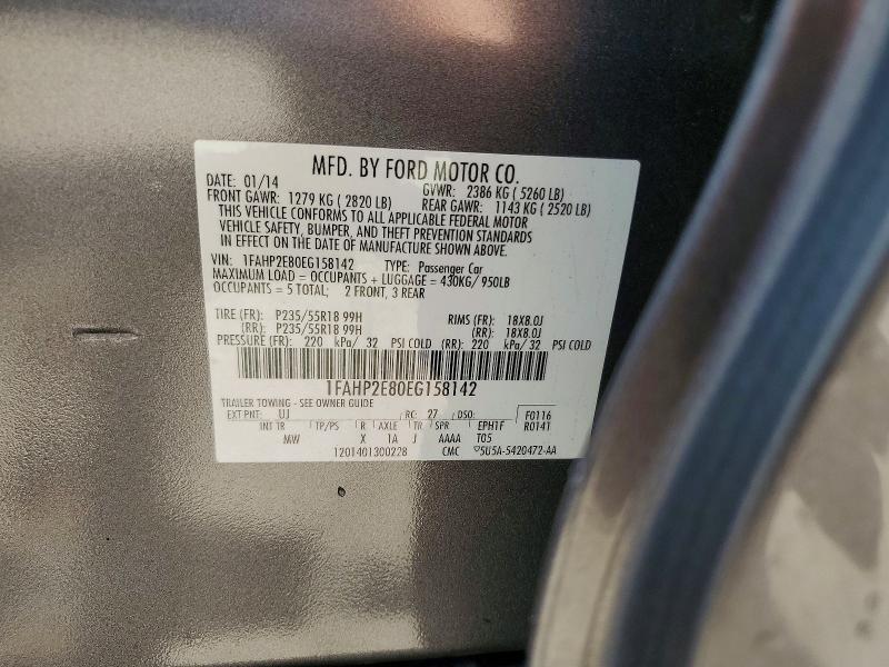57546456 :رقم المزاد ، 1FAHP2E80EG158142 vin ، 2014 Ford Taurus مزاد بيع