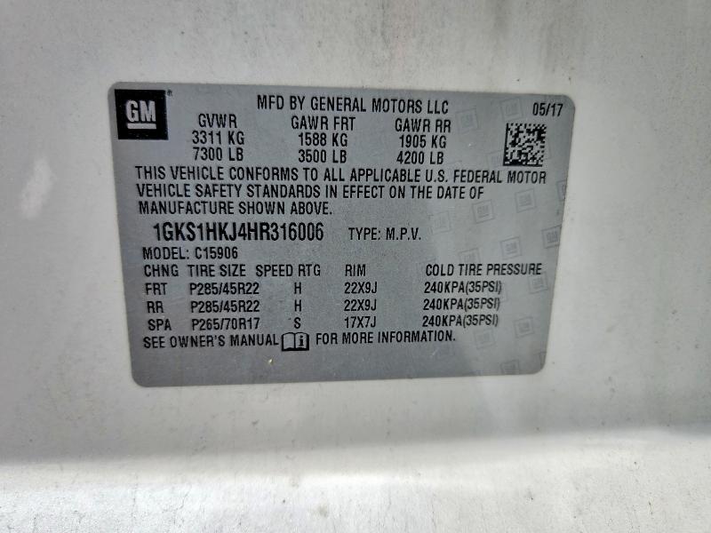 Продаж на аукціоні авто 2017 Gmc Yukon Xl, vin: 1GKS1HKJ4HR316006, номер лоту: 55674836