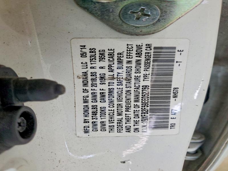 Aukcja sprzedaży 2014 Honda Civic, vin: 19XFB2F59EE052759, numer aukcji: 58432976